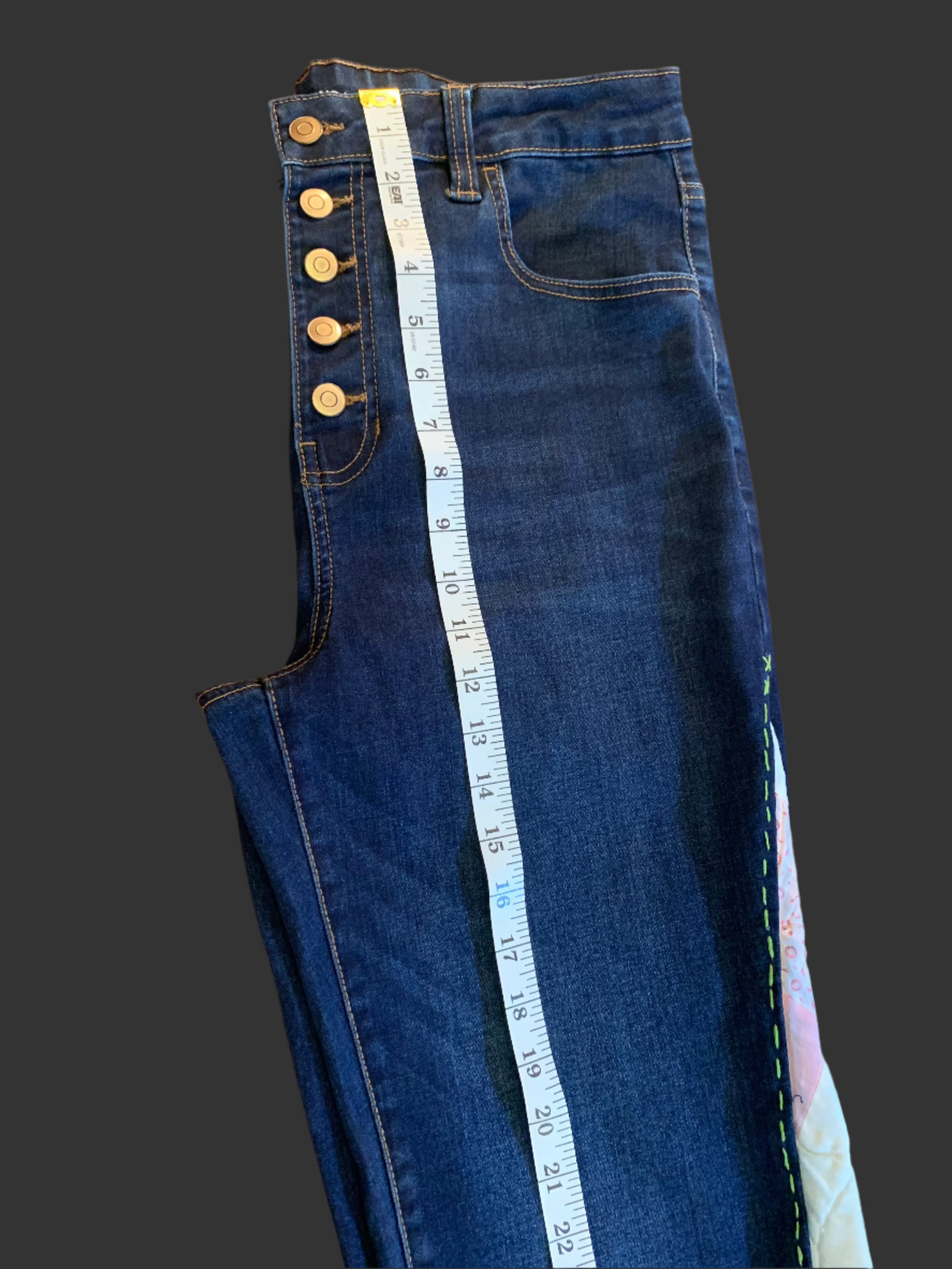 Dark Blue Button-Fly Jeans