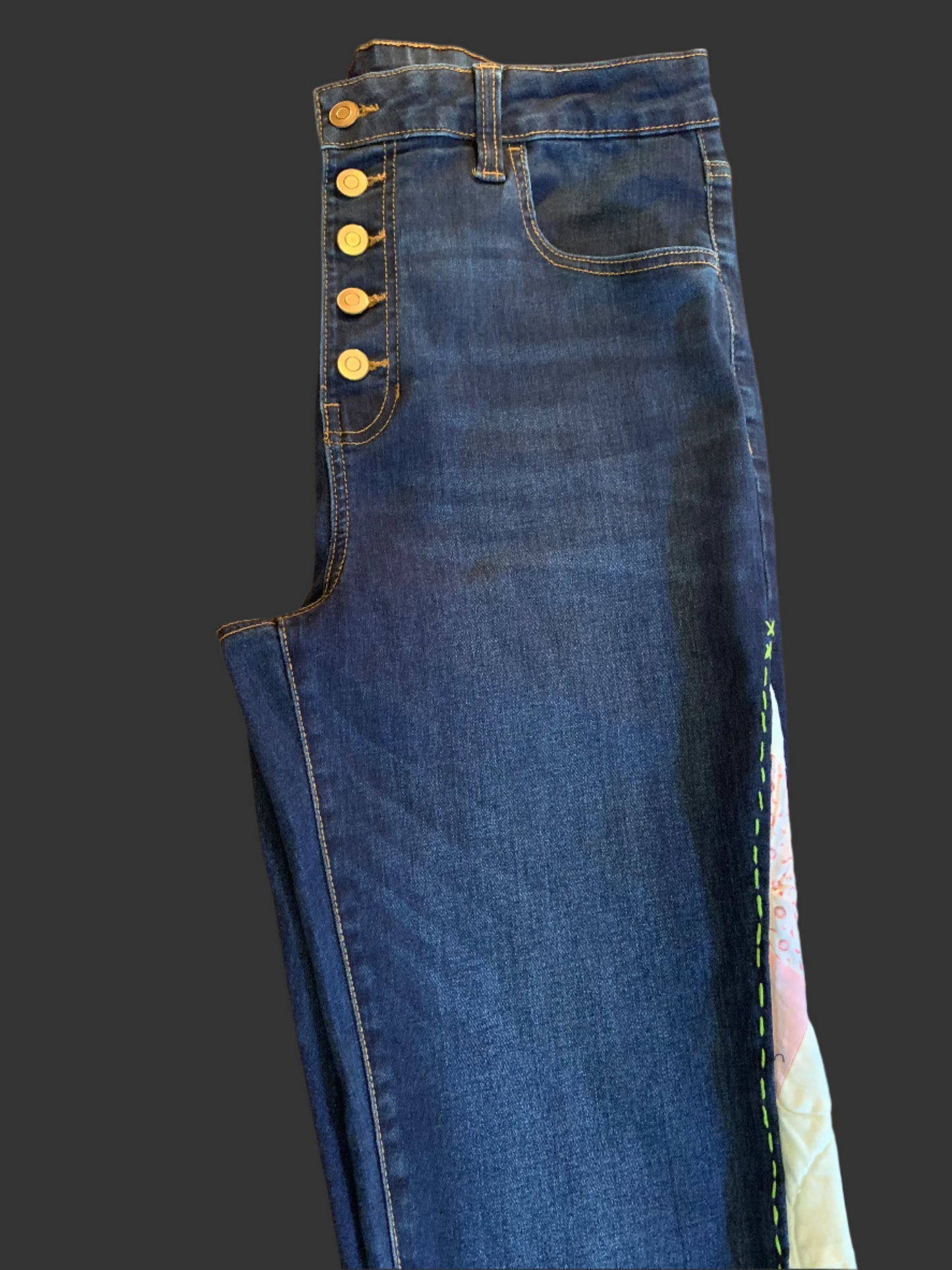 Dark Blue Button-Fly Jeans