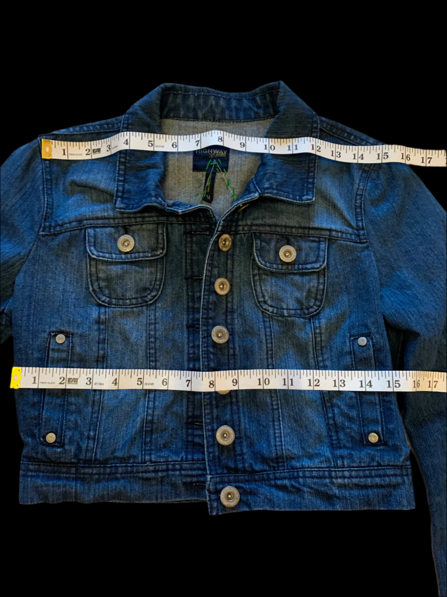 Denim Jacket with Floral and Blue Stripe 8 Point Star