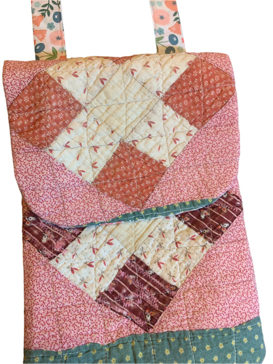 Small Pink & Green 9 Patch Quilt Bag